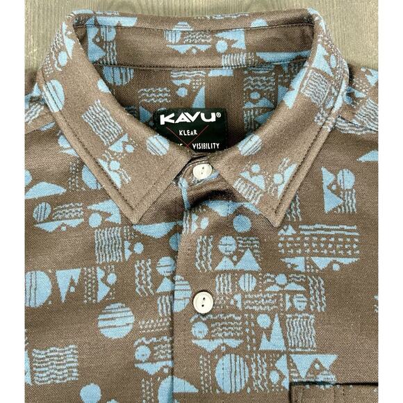 KAVU Men Narwhal Shirt L All Over Print Long Sleeve Button Up Mountain Scene - Picture 7 of 11